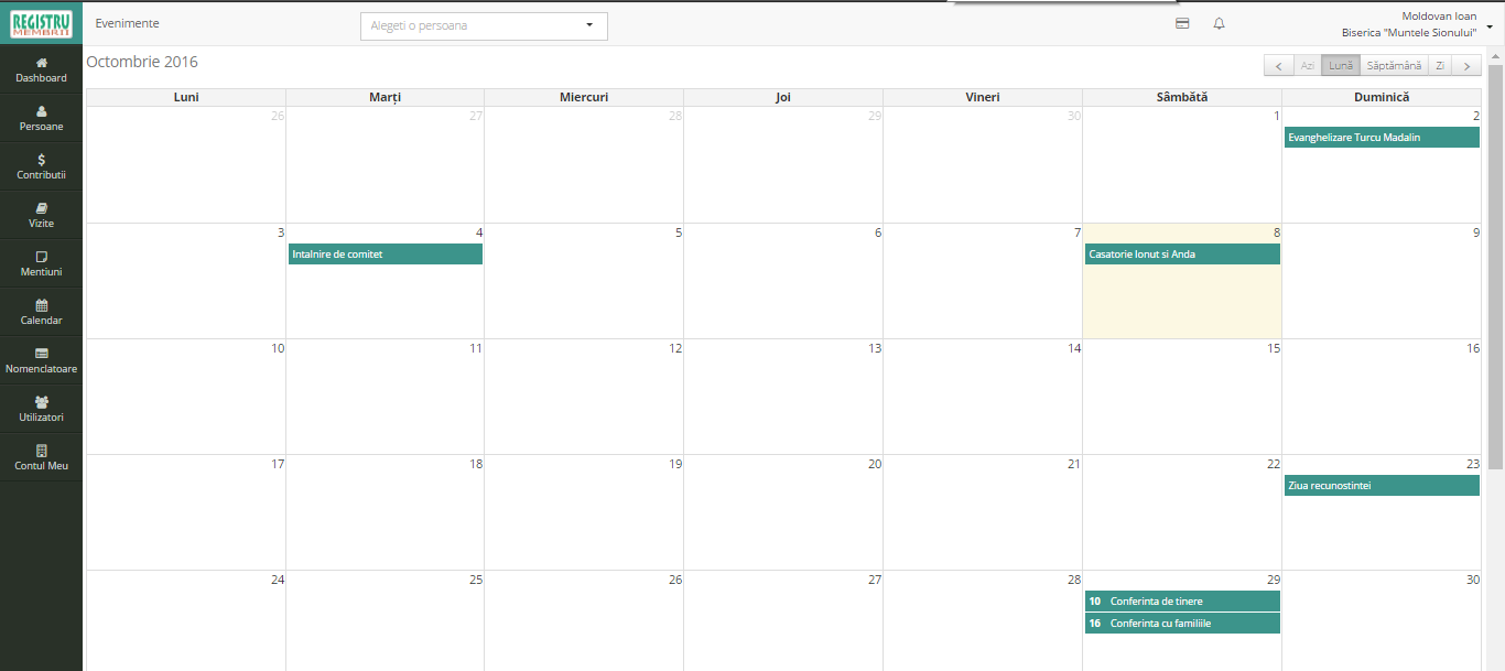 evenimente calendar